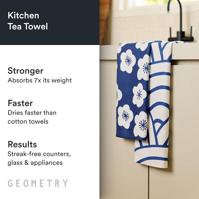 GEOMETRY Kitchen Tea Towels - Quick Dry Microfiber Dish Towels for Kitchen Every Bloom, 18" x 30" 2 Pack