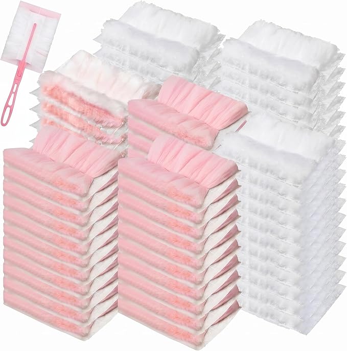 Mimorou 100 Pcs Disposable Dusters Refills Bulk Heavy Duty 180° Multi Surface Replacement Dusters for Cleaning Ceiling Fan with Microfibers Unscented (Pink Color)