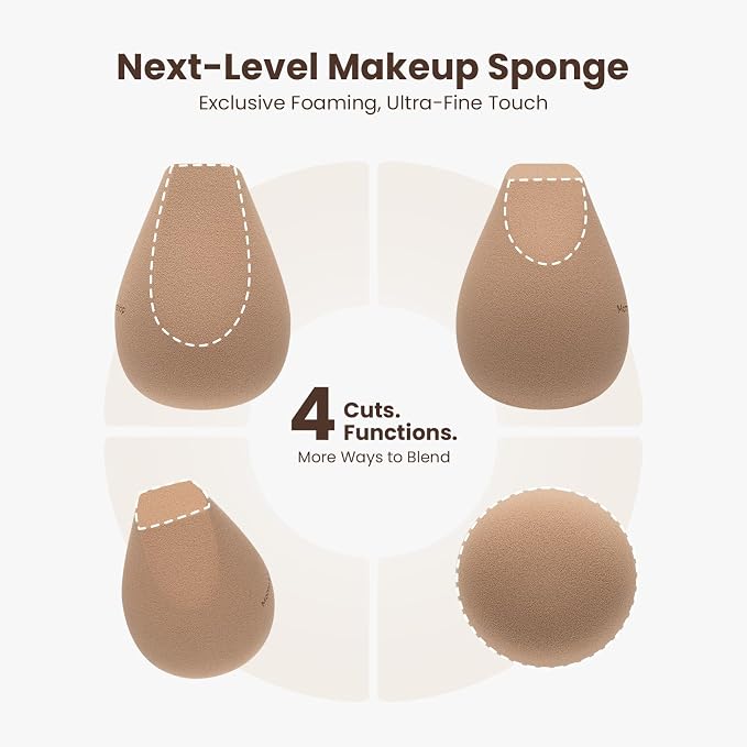 Momo's Workshop Makeup Sponge,2Pcs ACE 4-in-1 Sponge Duo Soft Foam Hydrophilic PU for Foundation