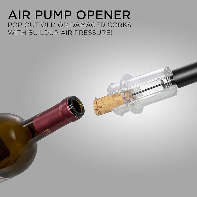 Ivation 9-Piece Wine Set | Electric Opener, Air Pump, Pourer with Aerator, Wine and Champagne Stoppers, Foil Cutter, and Stand.