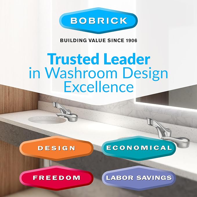 Bobrick B-8281 Automatic Foam Soap Dispenser, Top-FillTouch-Free Soap Spout 34-fl oz. (1.0-L) Foam Soap Capacity, For Public Restroom Countertops, Retrofit 1” Mounting Diameter, Chrome Finish