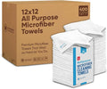 Microfiber Wholesale Bulk 12” X 12” All Purpose Towels Case Quantity (400 Count) | No Fraying | High Density Microfiber | Zero Chemical Cleaner | Long-Lasting (White)