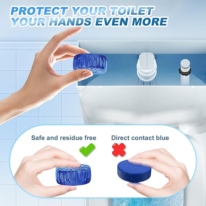 KIISIISO Automatic Toilet Bowl Cleaner Tablets Blue 30 Pack, Drop-In Tank Cleaner for Bathroom, Prevent Stains & Deodorize, Septic Safe, Long-Lasting Cleaning Tabs - Fresh Scent