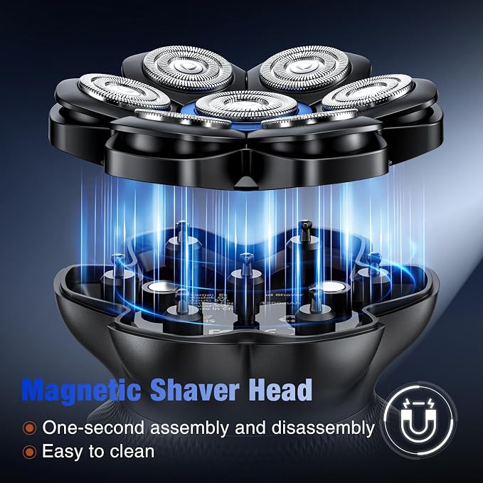 kensen PRO 7D Head Shavers for Bald Men - 2026 New Dual Speed Electric Shaver, Bald Head Shaver with Magnetic Shaver Head IPX6 Waterproof Wet/Dry Use Shaving Balding Clipper Cordless Head Razor Gray