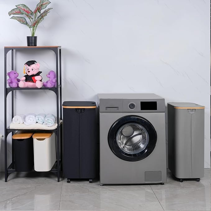 Laundry Basket with Wheels, 110L Beige Clothes Hamper for Laundry, Laundry Hamper with Lid and Inner Bag, for Laundry Room, Bedroom, Dormitory Storage,Beige