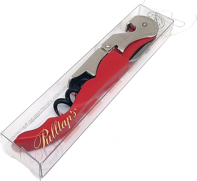 Pulltap's Genuine Classic 500 Waiter's Corkscrew – Double-Hinged Wine Key with Hinged Foil Cutter – Patented Design – Made in Spain – Red (Rojo)