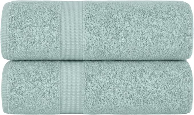 SALBAKOS 2-Piece 100% Turkish Cotton Bath Towels, X-Large 35x70 in, Seafoam | Oversized Bath Sheet Towel for Bathroom & Beach, Thick, Super Soft, Highly Absorbent, Premium Hotel Quality, Made in Turkey
