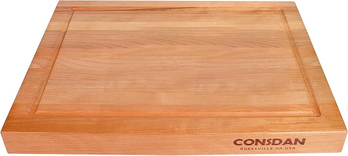 Solid Cherry Wood Cutting Board for Kitchen, USA Grown Hardwood, 20 x 15, with Invisible Inner Handle, Prefinished with Food-Grade Oil, Suitable for Kitchen Edge Grain, 1-1/2" Thick
