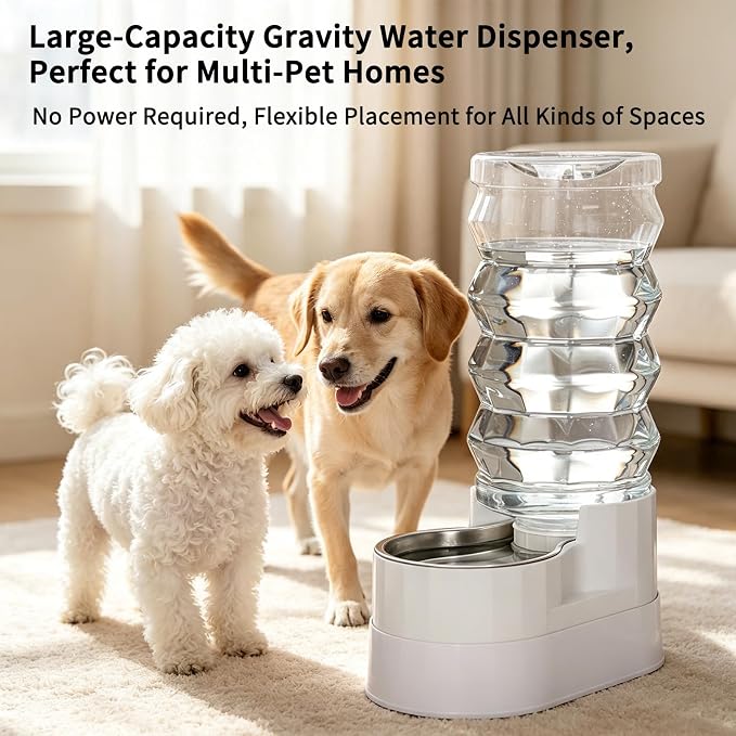 RIZZARI 9L Elevated Dog Water Dispenser: Large Capacity Wide Mouth | Filtered Hydration Design/Senior & Large Dogs / Dishwasher Safe Stainless Steel Bowl /Anti Splash Base/ Multi Pet Homes
