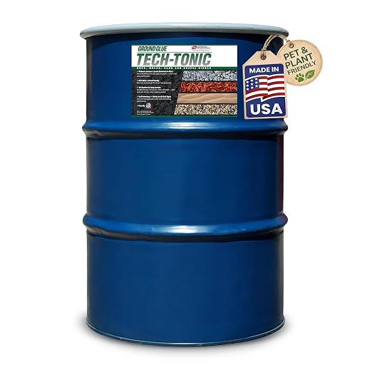 Ground Glue Tech-Tonic Landscape Adhesive, 55 Gallon Tote | For Rock, Mulch, and Sand, Long-Lasting Stabilizer for Trails & Slopes, Pet-Safe Binder for Pea Gravel, Bark & Flower Beds