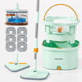 HoMettler Mop and Bucket Set | Spin Mop with Dual-Tank Clean/Dirty Water Separation | 6 Microfiber Pads for Deep-Cleaning Floors | Versatile Mops Triangular Head for Walls