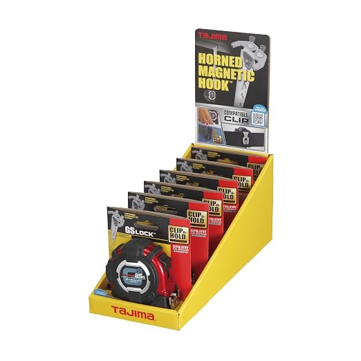 TAJIMA Tape Measure - 25ft x 1in GS-Lock Measuring Tape with Horned Magnetic Hook & Compatible Clip - GS-MC25BW