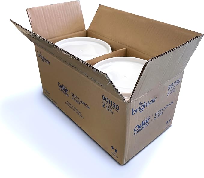 Bright Air 64 oz. Super Odor Eliminator, For Large Spaces, Zesty Lemon & Lime Scent, Case of 2, Odor Eliminator & Air Freshener, Natural Essential Oils, Lasts Up to 120 Days Each