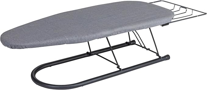 Household Essentials Tabletop Ironing Board, Durable Board with Iron Rest, Includes Door Hang, Perfect for Dorms and Small Spaces, Black with Grey Cover