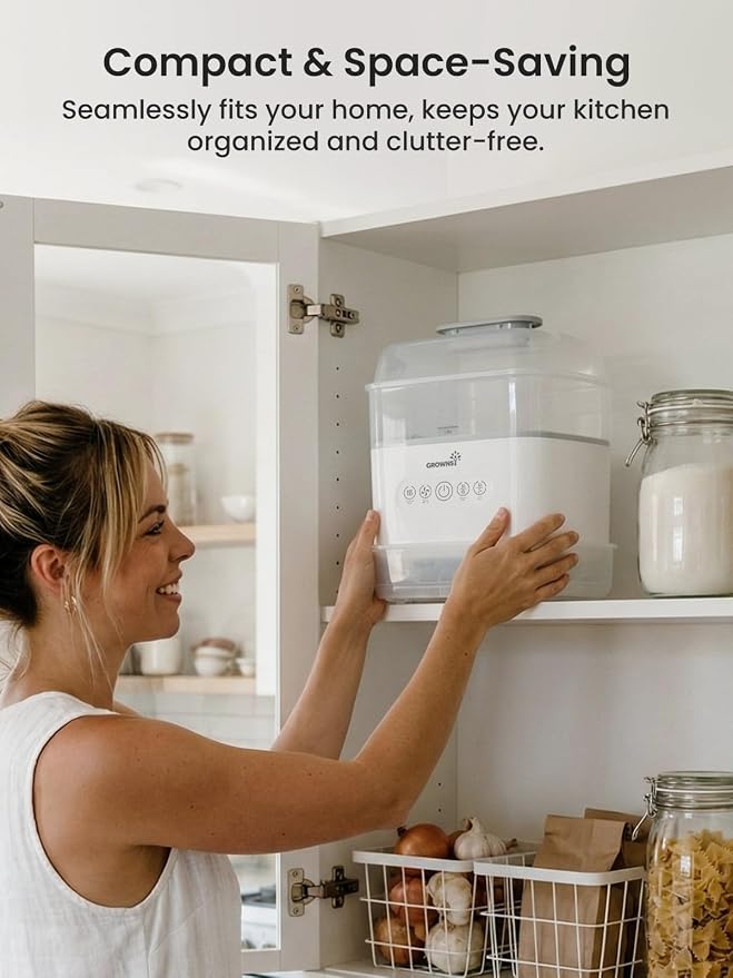Grownsy Bottle Sterilizer and Dryer, 6 Bottles Capacity, Space Saving Nesting Design Bottle Sanitizer Esterilizador de Biberones for All Size Bottles & Breast Pump Accessories, Travel Set Included