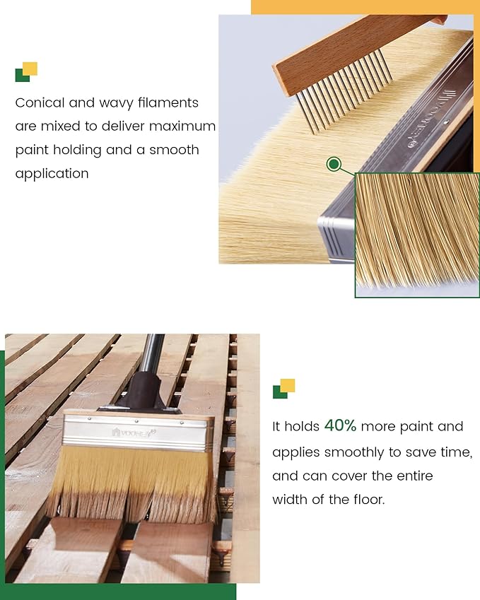 Voomey 7.5 Inch Deck Stain Brush Applicator, Heavy Duty Wood Stain Brush with Thick Soft Bristles, Wide Paint & Sealer Applicator for Decks, Fences, Brick, Concrete Walls, Fits Long Handle Paint Pole