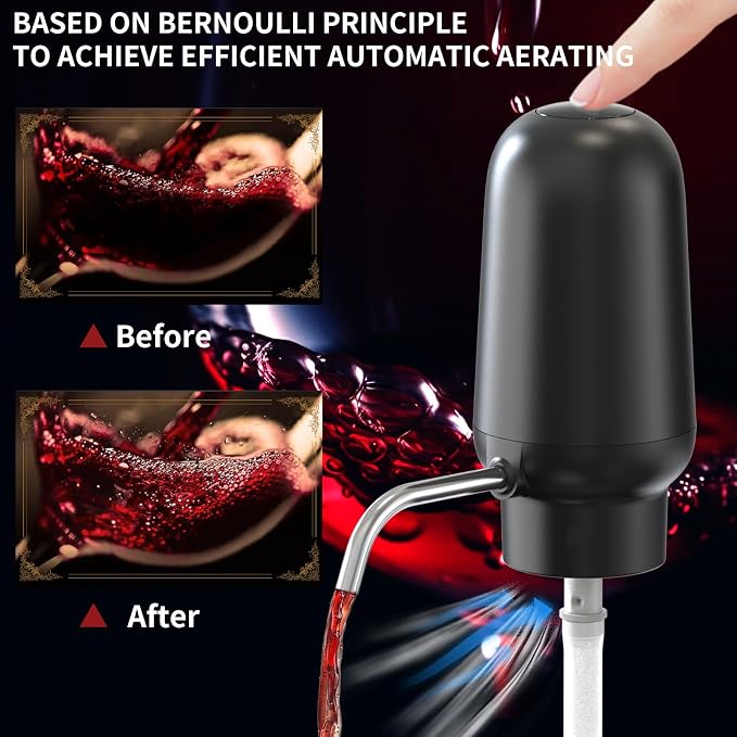 CIRCLE JOY Electric Wine Opener Set 4-in-1 Automatic Corkscrew with Rechargeable Wine Aerator Pourer, Foil Cutter, Vacuum Wine Stopper | Premium Gift Box for Wine Lovers, Black