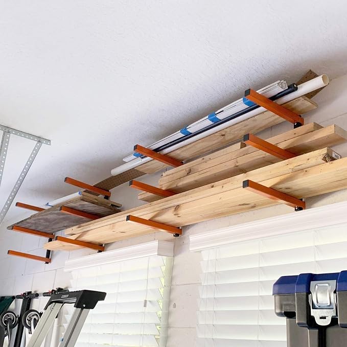 Ultrawall Wall Mount Wood Organizer and Lumber Storage Metal Rack with 3-Level - Indoor & Outdoor Use, 2 Pack