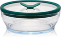 Anyday 4-Cup Glass Food Storage with Lid, Round Shallow Dish (Clear Kale) | Plastic-Free Meal Prep, Microwave Cookware, Stackable Airtight Storage Container, Vented Lid for Microwave-Safe Reheating