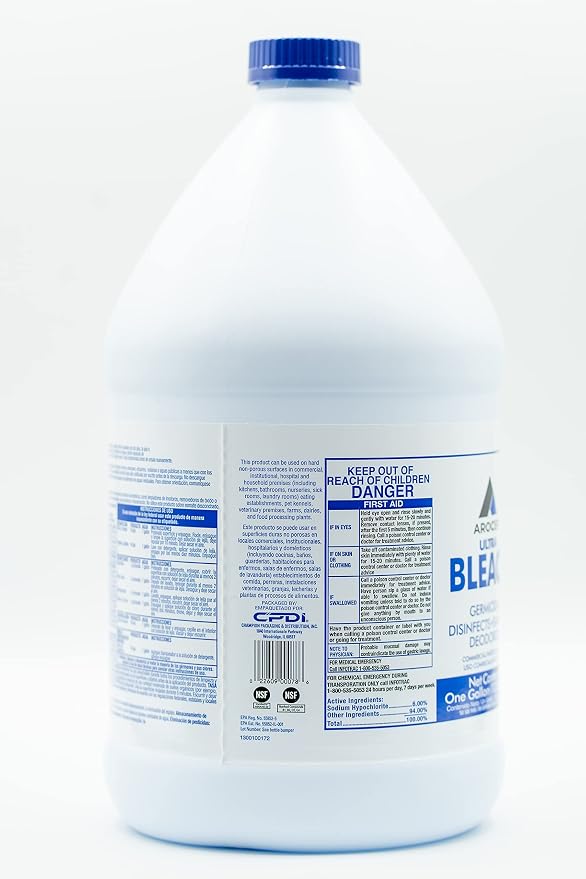 Arocep AR110001 Germicidal Ultra Bleach, 128 Fluid Ounce, 6/Carton, Clear