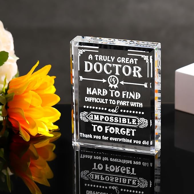 Movdyka Doctor Gifts for Men Women Crystal Keepsake Plaque Best Doctor Ever Gifts Unique Thank You Gift for Doctors on Christmas Retirement Doctors' Day