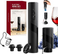 CIRCLE JOY Electric Wine Bottle Opener Set Rechargeable 6-in-1 Wine Set with Foil Cutter, Electric Wine Opener, Electric 2-in-1 Wine Aerator & Pourer, Electric Vacuum Pump and 2 Wine Stoppers, Black