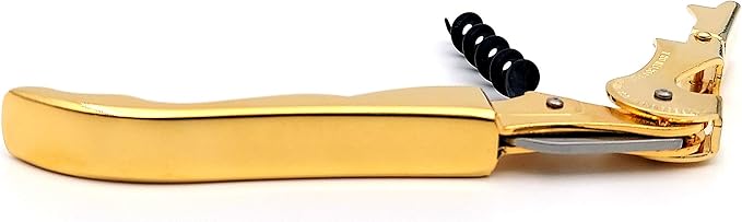 Pulltap's Genuine Classic 500 Waiter's Corkscrew – Double-Hinged Wine Key with Hinged Foil Cutter – Patented Design – Made in Spain – Gold (Oro – 24K Full Gold)