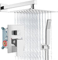 Aolemi Shower Faucet Set Rain Shower System with Handheld Spray Bathroom Shower Combo Rough-in Valve and Shower Trim Kit Included Polish Chrome 12 Inch Wall Mount Shower Head