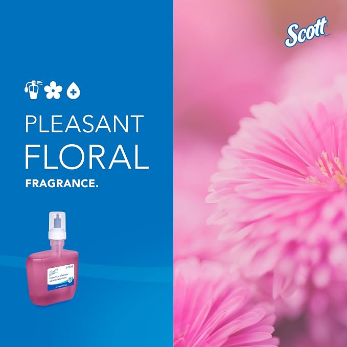Scott Professional Foam Hand Soap with Moisturizers (91592), 1.2 L, Foaming, Pink, Floral Scent, Automatic Refills, for Kimberly-Clark Professional ICON Dispensers (2 Bottles)