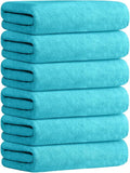 JML Microfiber Bath Towels with Hanging Loop, 30" x 60", 6 Pack | Soft, Absorbent, Lint Free, Fade Resistant, Quick Drying Towels for Body, Adult, Aquamarine