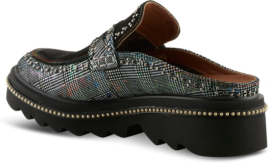 Spring Step L'Artiste Women's Clogona | Leather and suede upper with studded trim, slide-on closure, microsuede lining and insole, and polyurethane outsole