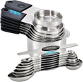 EDELIN Magnetic Measuring Cups and Spoons Set, Stainless Steel 7 cup and 7 spoon with 1 Leveler, 18/8 304 stainless steel (Black 15 sets)