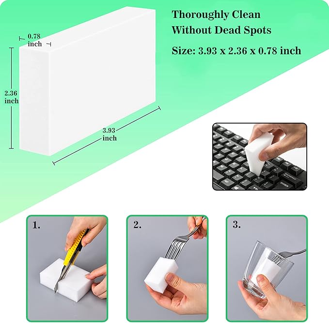 50+100Pack Magic Sponge Eraser, Melamine Sponge Foam Bulk Sponge Sheets Cleaning Pads, Multi-Functional Household Cleaning Sponges for Dish