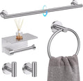TQKAG 5 Piece Bathroom Towel Bar Holder Sets Brushed Nickel Bathroom Hardware Set Stainless Steel Toilet Paper Holder with Shelf Bathroom Accessories Kit Wall Mounted