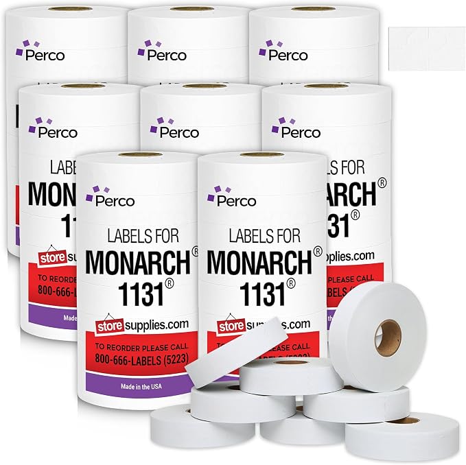 Pricing Labels for Monarch 1131 White - 160,000 Labels w/ 64 Rolls Value Pack, 8 Sleeves - Made in USA