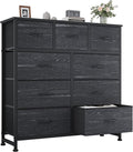 OLIXIS 9 Drawer Storage Dresser with Wood Top - Wide Fabric Chest Organizer for Bedroom, Closet, Living Room,Tower Cabinet, TV Stand, Hallway Entryway Furniture,Black Wood Grain