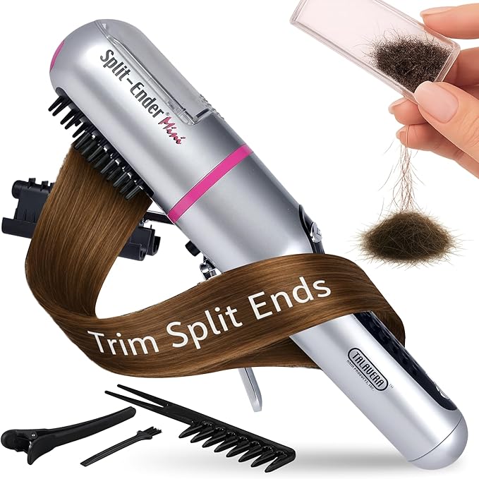 Split Ender Mini – Original Cordless Split End Hair Trimmer for Dry, Damaged, Brittle, Broken, Curly, Frizzy, or Straight Hair – Battery Operated (3 AAA) – At Home Hair Care & Styling Tool – Pink