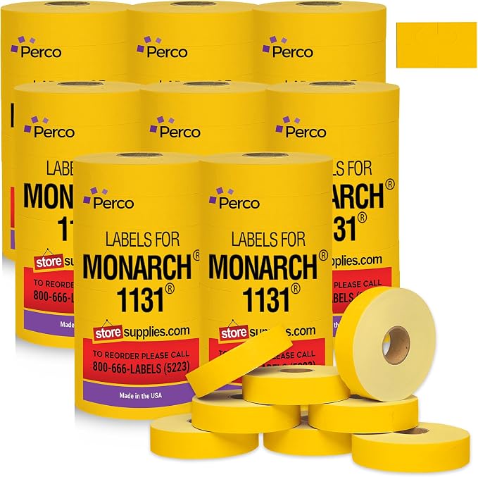 Pricing Labels for Monarch 1131 Yellow - 160,000 Labels w/ 64 Rolls Value Pack, 8 Sleeves - Made in USA