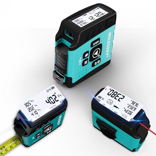 MiLESEEY DT20 Laser Tape Measure with APP, 3-in-1 Digital Measuring Tape Rechargeable, 130FT Laser Distance Meter, 16FT Digital Tape Measure Waterproof, Area/Volume/Measuring/Pythagorean Mode