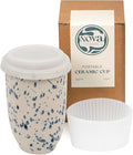 NOVA CERAMICS Travel Mug - Travel Size Mug – Reusable Coffee Mug Unique to Go Mug – Microwave & Dishwasher Safe Coffee White & Blue Tumbler - Gifts for Women Men Him Her – 12oz – Orchid