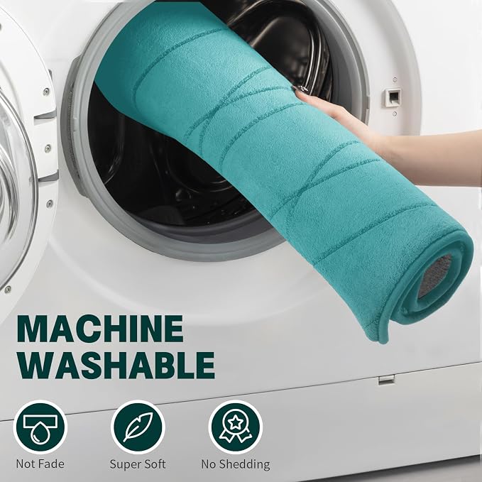 YIHOUSE Bathroom Rugs Set 5 Piece, Memory Foam Bath Mat Teal | Ultra Soft, Absorbent, Non-Slip, Machine Washable, for Bathroom, Sink and Toilet