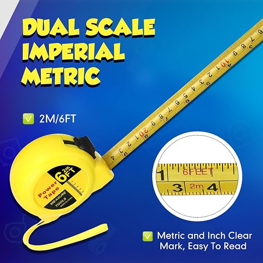 Xuhal 48 Pcs 6 ft Mini Tape Measure Bulk Measuring Tape Imperial and Metric Pocket Self Locking Easy to Read with Inches and Centimeters for Designer Decorator