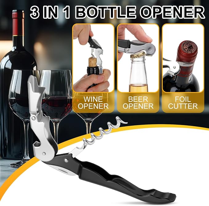 Raiten 100 Pack Waiter Corkscrew Wine Opener Double Hinged Wine Key Bottle Opener with Foil Cutter Heavy Duty Professional Corkscrew for Bartender Server Sommelier (Multicolor)