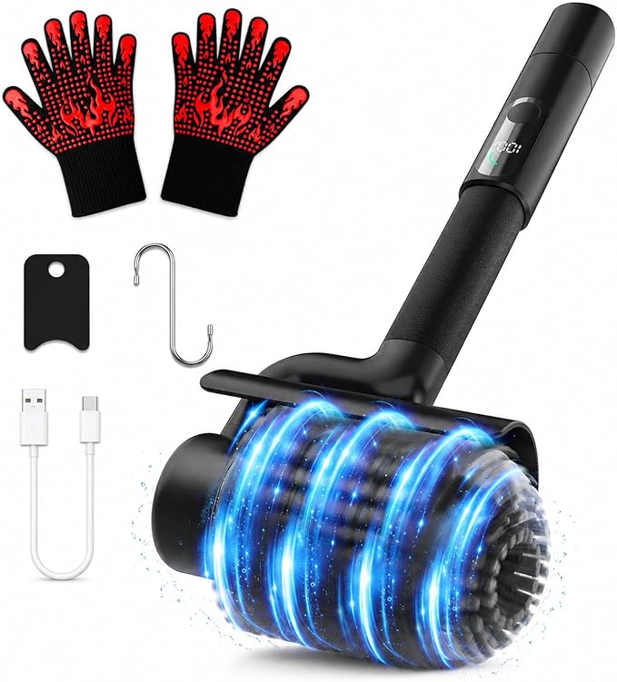 Electric Grill Brush for Outdoor Grill, Cordless Rechargeable BBQ Cleaner, Upgraded Giddyup Style 2-Speed Rotary Barbecue Scrubber, High Torque Battery Operated Power Grill Cleaning Brush