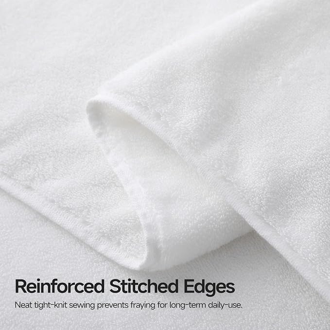 REDKISS 4 Pack Large Bath Towels Set, 100% Cotton, 31x63 in, Heavyweight 760G, Highly Absorbent & Quick Dry, Super Soft Luxury Towels for Bathroom,Hotel Collection - White