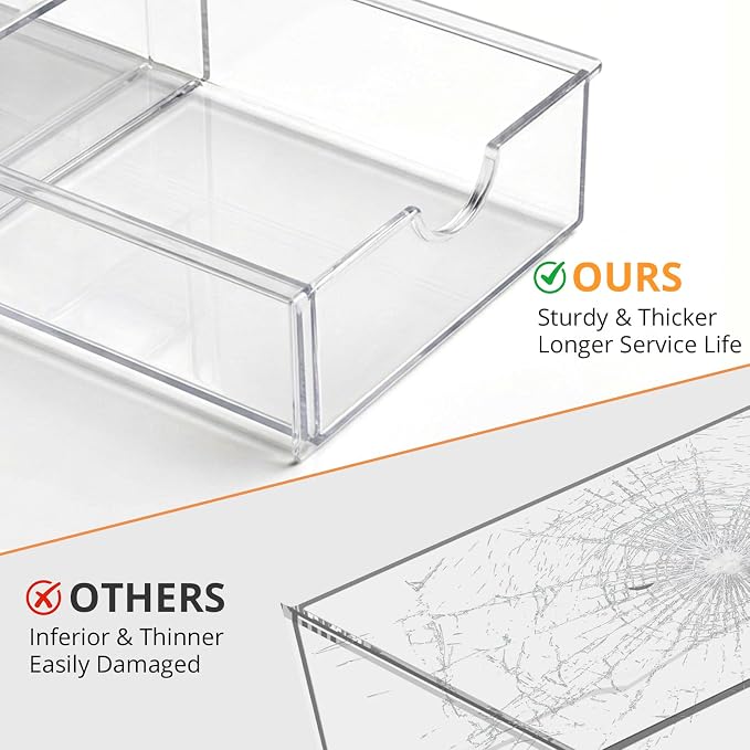 Makeup Drawer Storage Organizer with 22 Drawers, 4 Set Acrylic Office Desk Organization and Storage, Dustproof Drawer Organizer for Makeup, Office, Countertop, Jewelry, Pen, Desktop, Bathroom, Bedroom