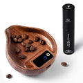 Walnut Coffee Bean Scale Cup and Spray Bottle Kit - Rechargeable 0.1 Precision Mini Digital Dosing Cup with LED Display for Kitchen Weighing Accessory, Espresso, Tea, Coffee Lover Gifts
