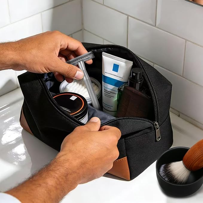 Shaving Kit Gifts for Men, Single Blade Safety Razor Kit | Includes Safety Razor, Double Edge Blades, Blade Container, Razor Stand, Shaving Brush&Bowl, Beard Comb, Travel Toiletry Bag