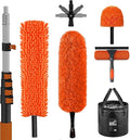 SISUPASSIE 30FT Reach High Ceiling Duster Kit, Window Cleaning kit with 5-24FT Extension Pole, Fan Duster for Ceiling Fan Blades, Microfiber Feather Duster, Window Squeegee