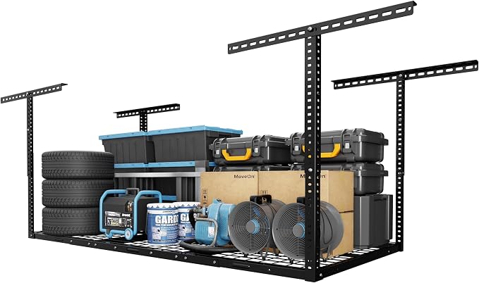 FLEXIMOUNTS 3x6 Overhead Garage Storage Adjustable Ceiling Rack, Black | 450lbs Weight Capacity, 22"-40" Adjustable Organization System, Heavy-Duty Metal Ceiling Racks, Classic Series